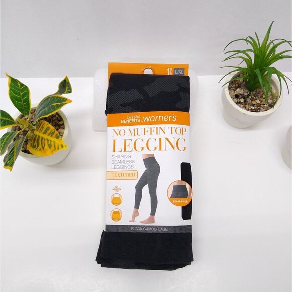 Warner's Blissful Benefits No Muffin Top Leggings 2 Pair L/XL Seam Free - Picture 4 of 10